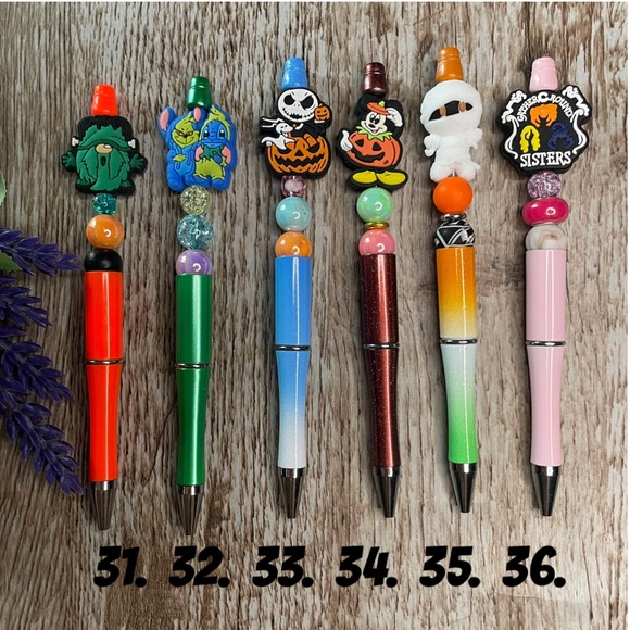 Handcrafted Halloween Pens Beaded Unique Artisan Gifts Office Accessories - Picture 1 of 1